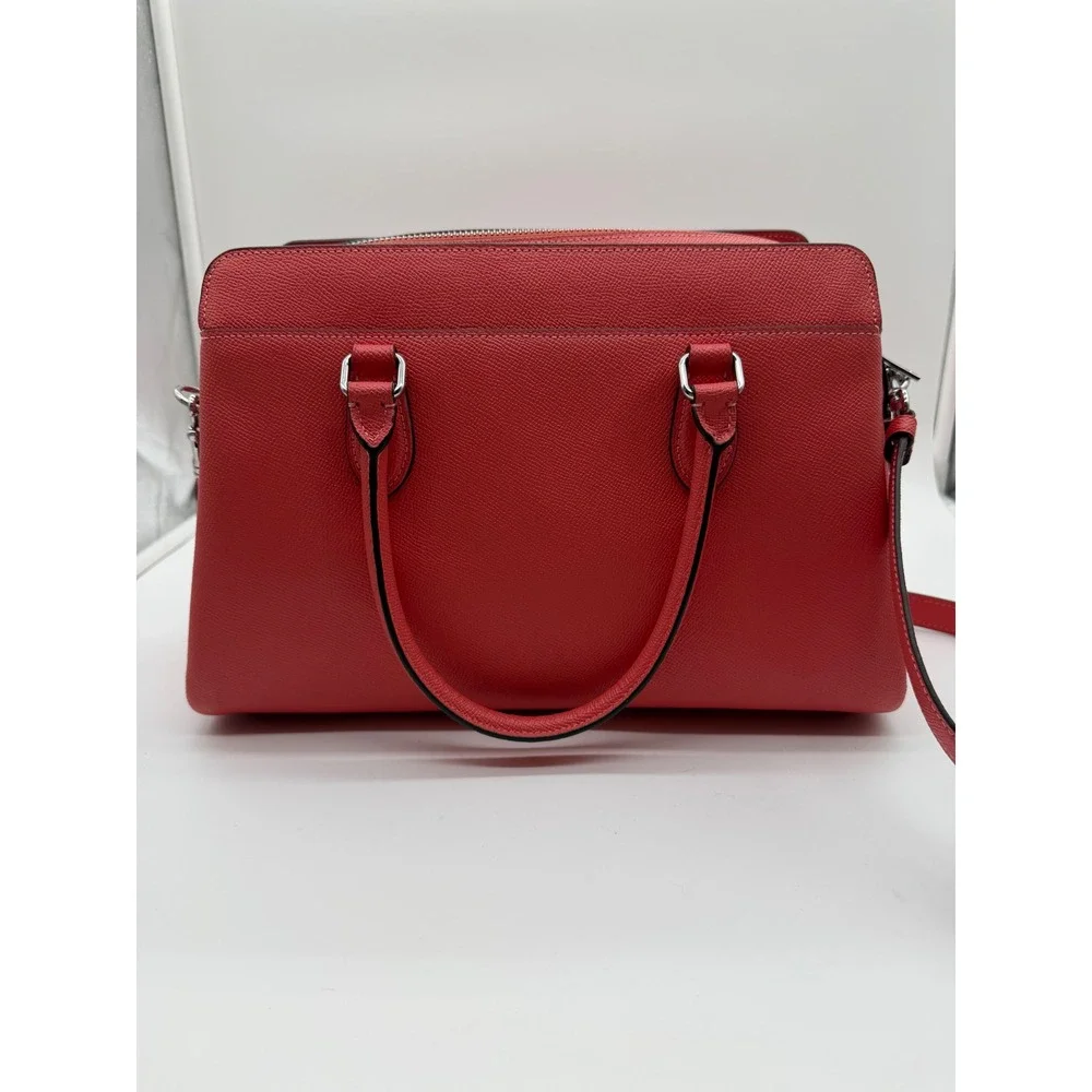 Coach Lillie Carryall Satchel Red Crossgrain Leather Handbag 91493
